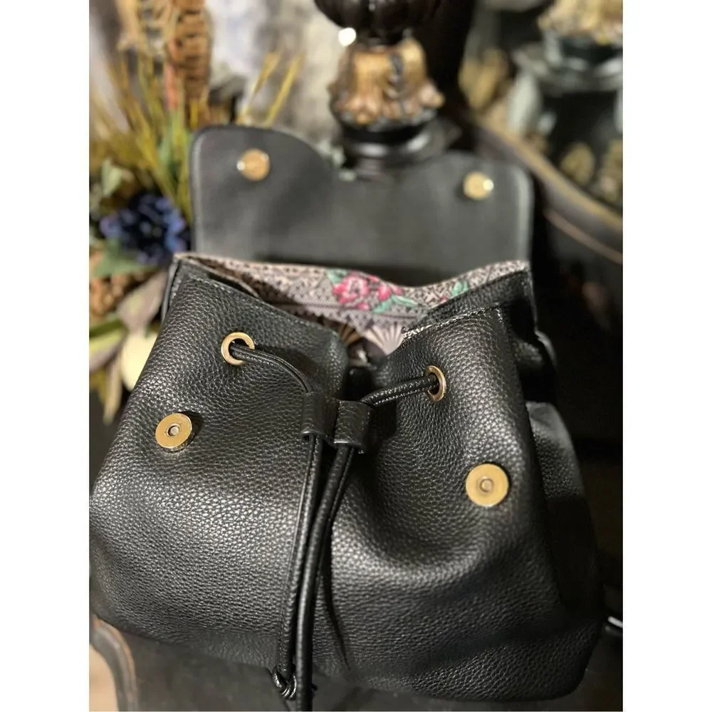 Nanette Lepore Black Pebbled Vegan Leather Backpack